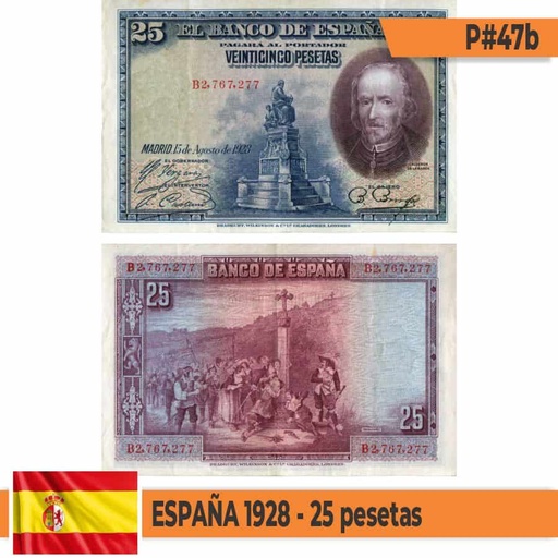 [B0817#] España 1928. 25 pts - Tipo A (VF) P#74a.2 (copia)