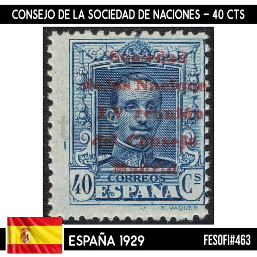 [B0310.1#] España 1929. Consejo de la Sociedad de Naciones, 30 cts (MNH) FES#462 (copia)