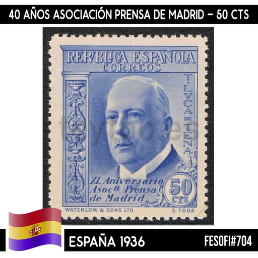 [C2516.3#] Espanya 1936. Associació Premsa de Madrid, 50 cts (MNH) ED-704