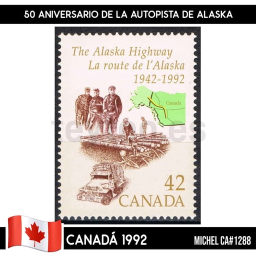 [B0618.1#] Canadá 1992. L Aniversario de la autopista de Alaska (MNH) MI#1288