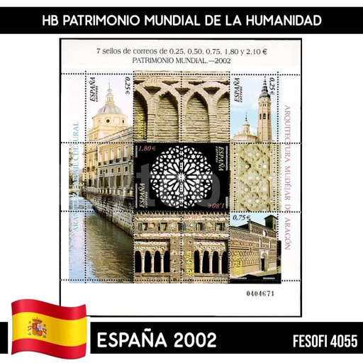 [D0273#] España 2002. HB Patrimonio Mundial de la Humanidad (MNH) FES#4055