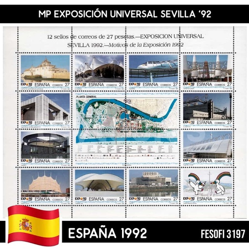 [D0276#] España 1992. MP Exposición Universal Sevilla '92 Hoja II (MNH) FES#3197