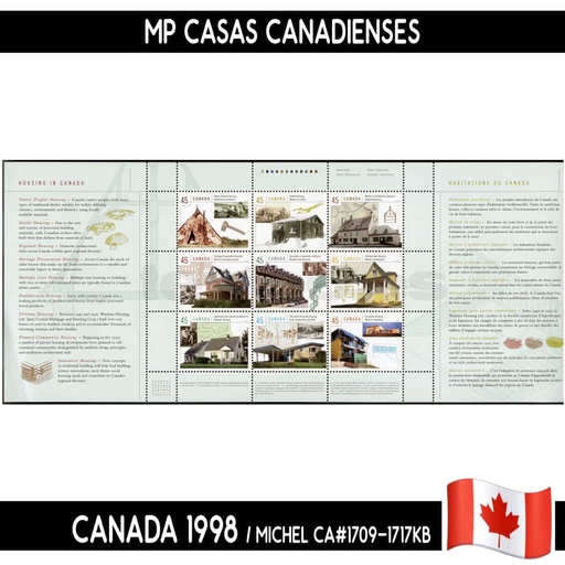 [D0035#] Canadá 1998. MP Casas canadienses (MNH) MI#1709-1717KB