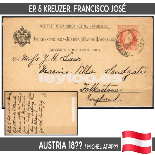 [B0899#] Austria. EP Francisco José, 5 Kreuze circulada (C)