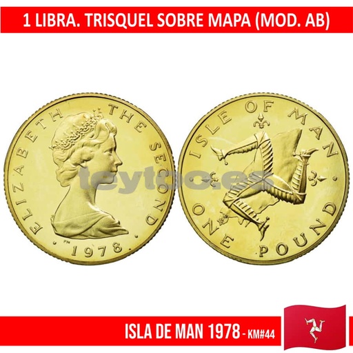 [B0929#] Isle of Man 1978. 1 pound. Triskel on map (SC) UC#44