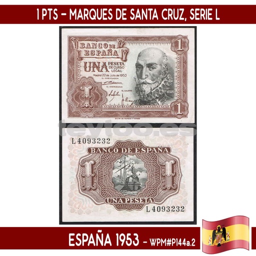 [B0986#] España 1948. 1 Pts 'Don Quijote' Serie P (UNC) WPM#P139a.2 (copia)