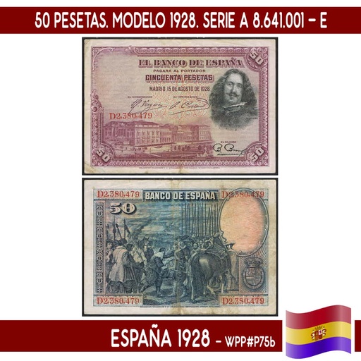 [B0942.1#] España 1928. 50 pts. Modelo 1928 (F) WP#P75b