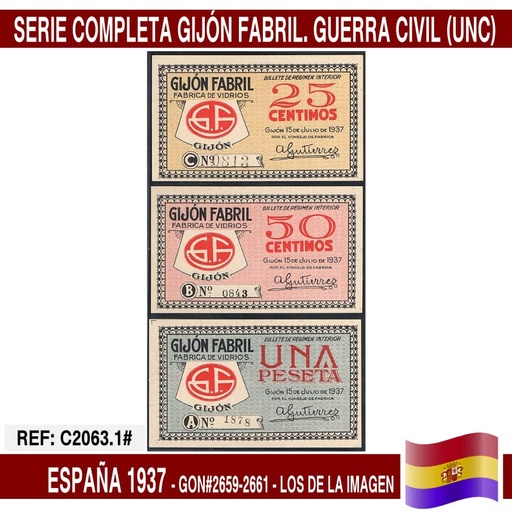 [C2063.1#] España 1937. Lote Gijón Fabril (UNC) GON2659-2661