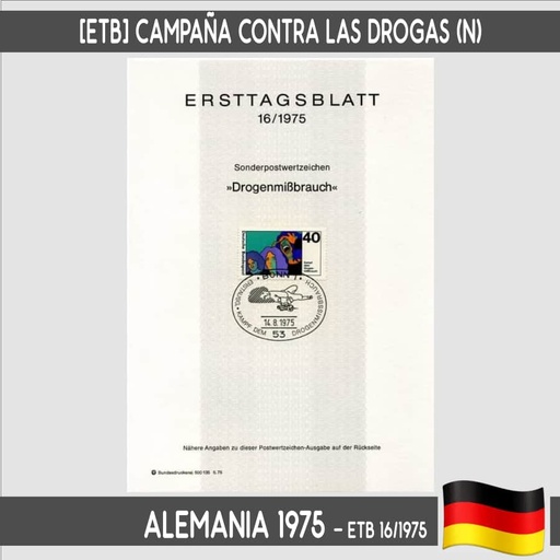 [D0123#] Germany 1975. [ETB] Campaign Against Drugs (N)