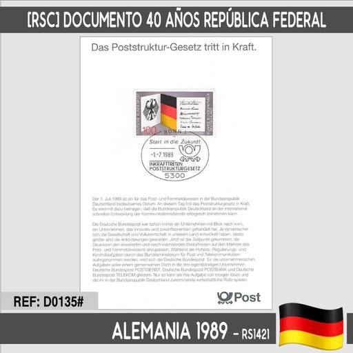 [D0135#] Alemania 1989. [RSC] 40 años República Federal Alemana (N)