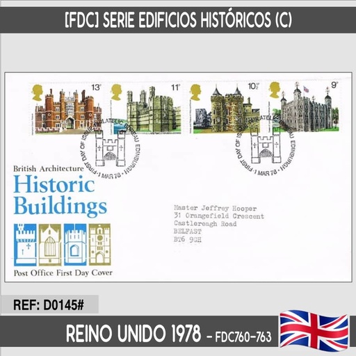 [D0145#] Reino Unido 1978 [FDC] Serie Edificios históricos (C)