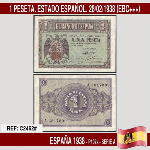 [C2462# (A)] España 1938. 1 pts. Estado Español (AU)