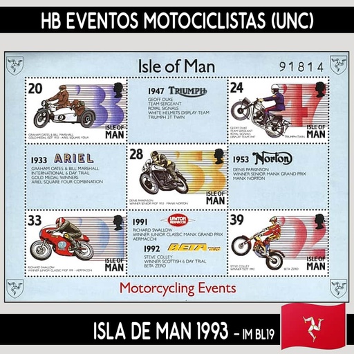 [D0155#] Île de Man 1993. HB Événements Motocyclistes (MNH)