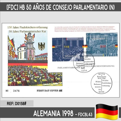 [D0158#] Alemania 1998 [FDC] HB 50 Años de Consejo Parlamentario (N)