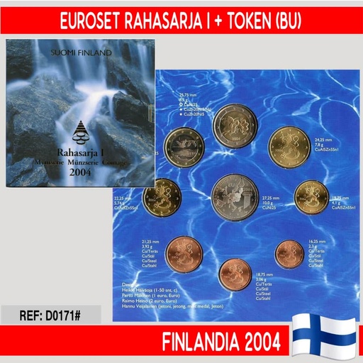 [D0171#] Finlandia 2004. Euroset. Con medalla de 'Ampliación de la eurozona' (BU)