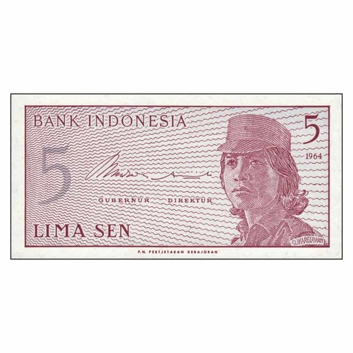 [B0736#] Indonesia 1964. 5 Sen 'REPLACEMENT' (UNC) - P91r