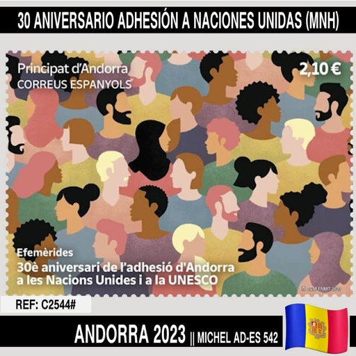 [C2544#] Andorra 2023. 30 aniversario adhesión a Naciones Unidas (MNH)