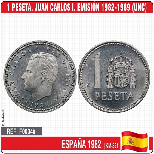 [F0034#] España 1982. 1 pts. Juan Carlos I. Emisión 1982-1989 (UNC) KM-821