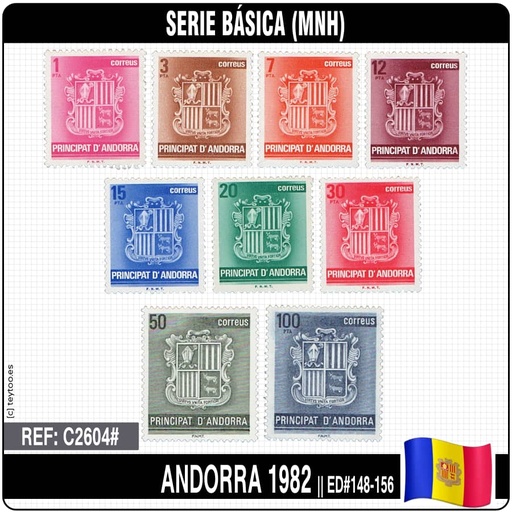 [C2604#] Andorre 1982. Série Basique. Escudo (MNH) ED148-156