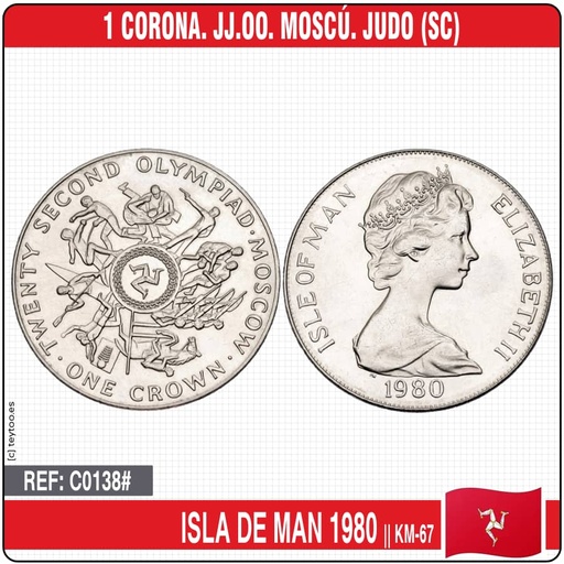 [C0138_1#] Insel Man 1980. 1 Krone. JJ.OO. Moskau. Judo (SC) KM-67