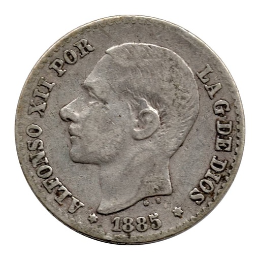 [C2613.1#] España 1885 [MND] 50 céntimos Plata. Alfonso XII (BC)