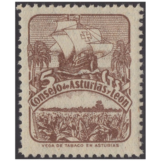 [D0253_#] Asturiasko eta Leongo Kontseilua, 1937. 5 zent. marroia (MNH) ED_AL6