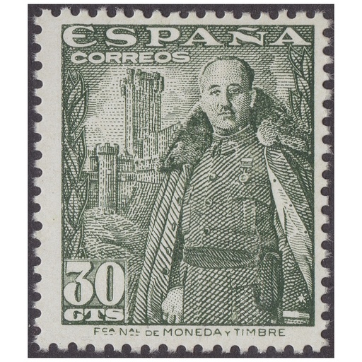 [D0254_#] España 1954. General Franco. 30 cts verde (MNH) ED_1025