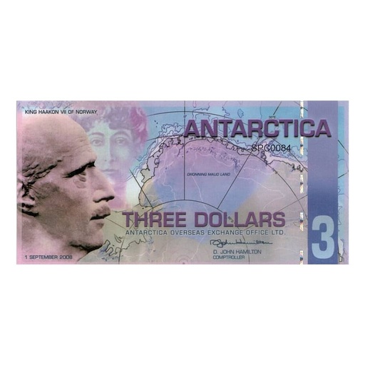 [C2677#] Antarctique 2008 [BLL] 3 dollars. Centenaire du Pôle Sud (SC)