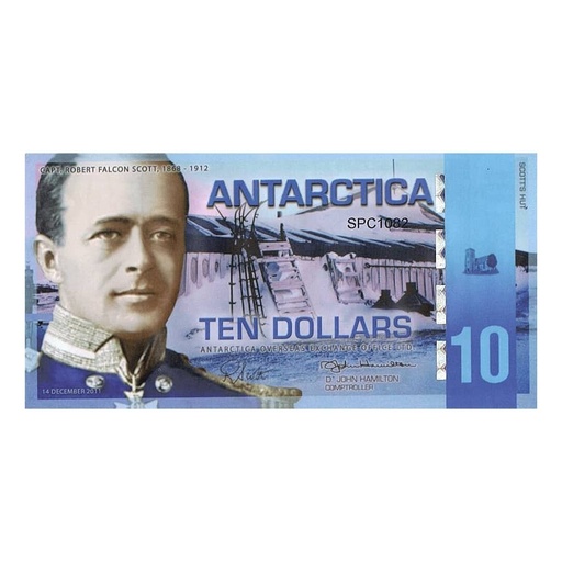 [C2679#] Antarctique 2008 [BLL] 10 dollars. Centenaire du Pôle Sud (SC)