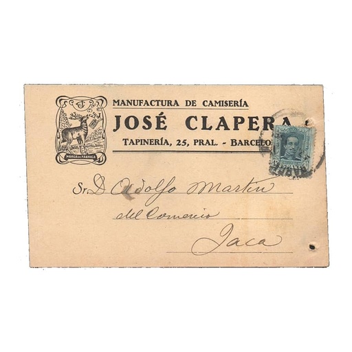 [C0068#] Espagne 1925 [SOB] Lettre commerciale avec cachet Alfonso XIII (C)