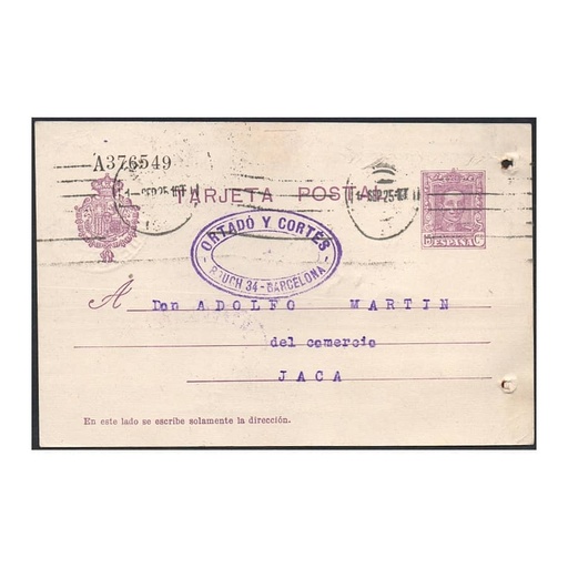 [C2521.2#] España 1925 [ENP] Carta Comercial con selo Alfonso XIII (C)