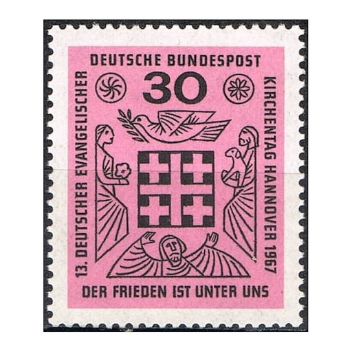 [C0096#] Alemania 1967 [SLL] 13 Aniversario del día de la iglesia evangélica (MNH)