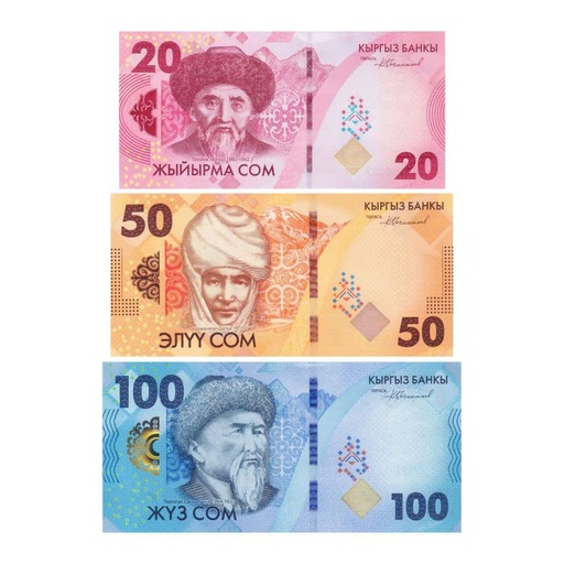 [C2718#] Kirghizistan 2023 [BLL] Lot 20, 50 et 100 som (SC)