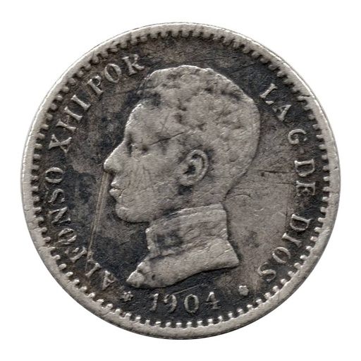 [C0025.1#] Espanha 1904 [MND] 50 cêntimos Prata. Alfonso XIII (BC)