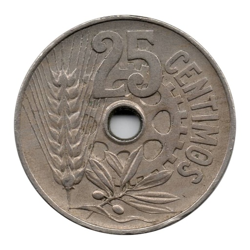 [C2730#] Espagne 1934 [MND] 25 cents. II République (MBC)