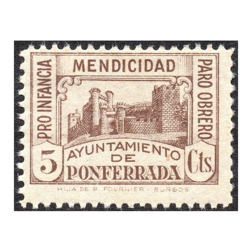 [C2763#] Espanha 1937 [SVP] 5 cts. Ponferrada. Pró-Infância, Mendicância, Desemprego dos Trabalhadores (MNH)