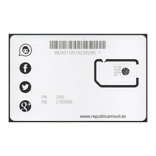 [C2770#] Spanien [TTF] Sim MOBILE REPUBLIC Neu. Chip 47. G&D (N)