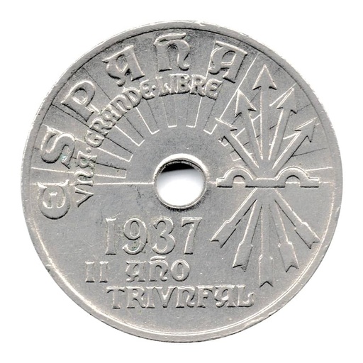 [C2569.1#] Spain 1937. 25 cts. II Triumphal Year. Spanish State (EBC+)