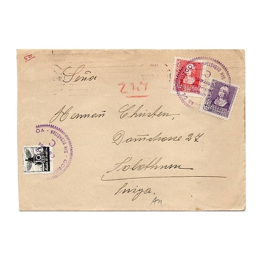 [D0273.#] Spain 1939 [SOB] Circulated from Spain to Switzerland in 1939. Military Censorship (C)