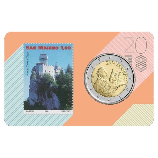 [C2780#] San Marino 2018 [MND] CoinCard Coin 2€ and stamp. NO. 2 (SC)