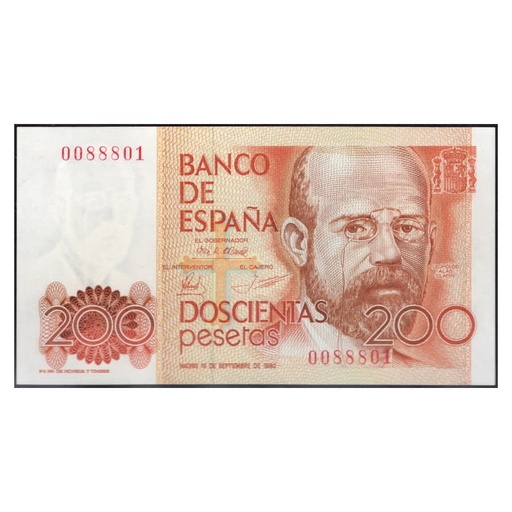 [C0121.1#] España 1980 [BLL] 200 pesetas. Juan Carlos I. Leopoldo Alas Clarín (SC)