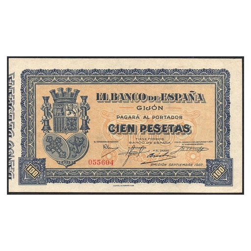 [C2785#] Espagne 1937 [BLL] 100 pesetas. Banque d'Espagne. Gijón (SC)