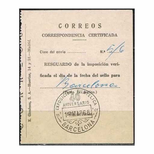 [C2166#] Spain 1965. Philatelic Exhibition postmark. 40th anniversary