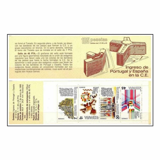 [C2187#] España 1986, CA Ingreso Portugal y España en la CE (MNH) ED#2825C